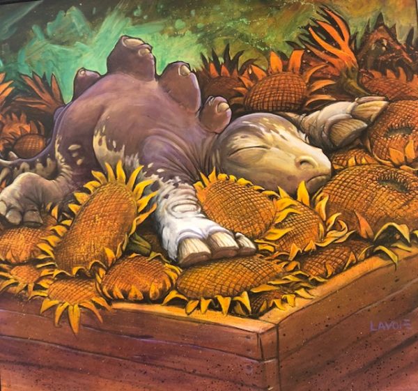 Sunflower Bed 14" x 14" Giclee print on canvas