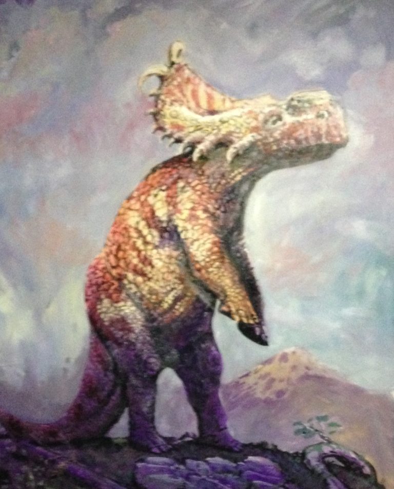 pachyrhinosaurus painted at the Dan dan aykroyd ATHE PHILIP J. CURRIE DINOSAUR MUSEUM 2015