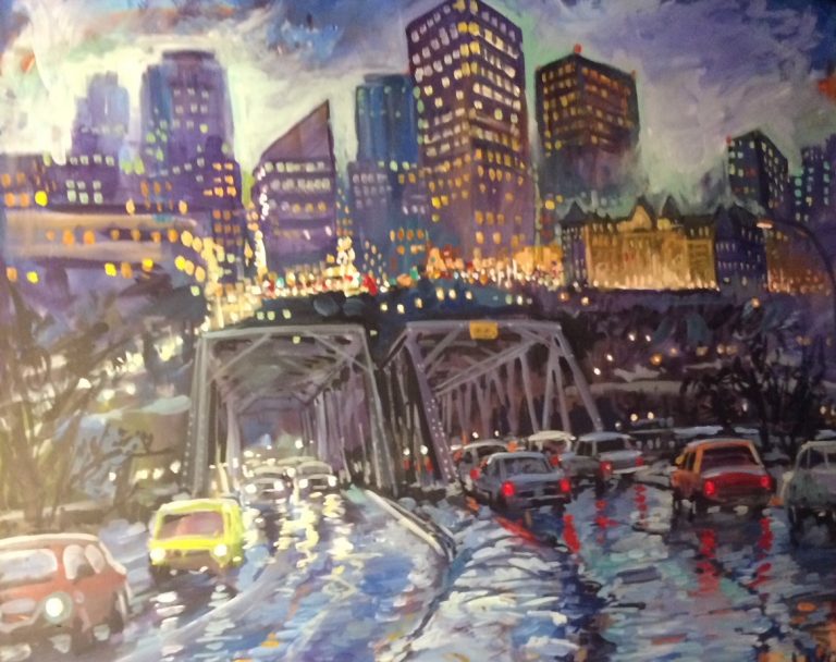Edmonton Bridge scene live art